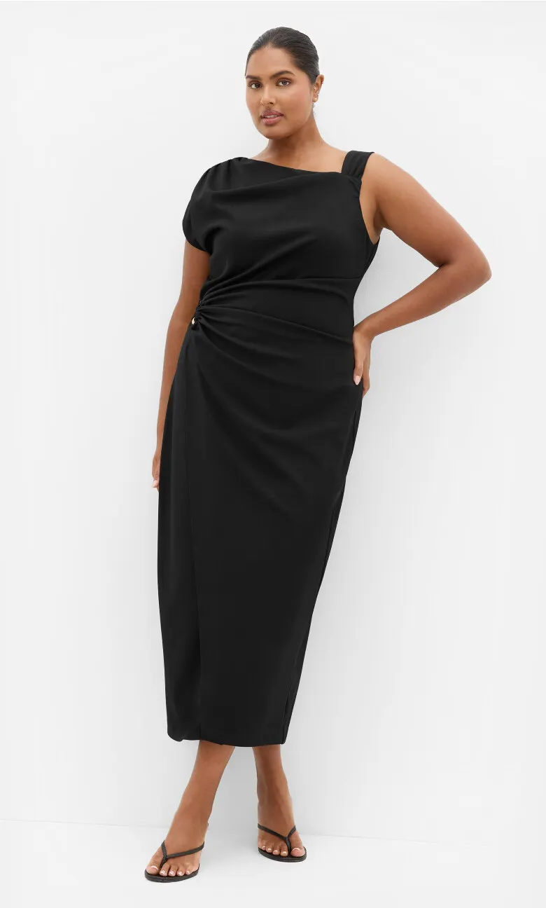 Vivi Ruched Maxi Dress - black