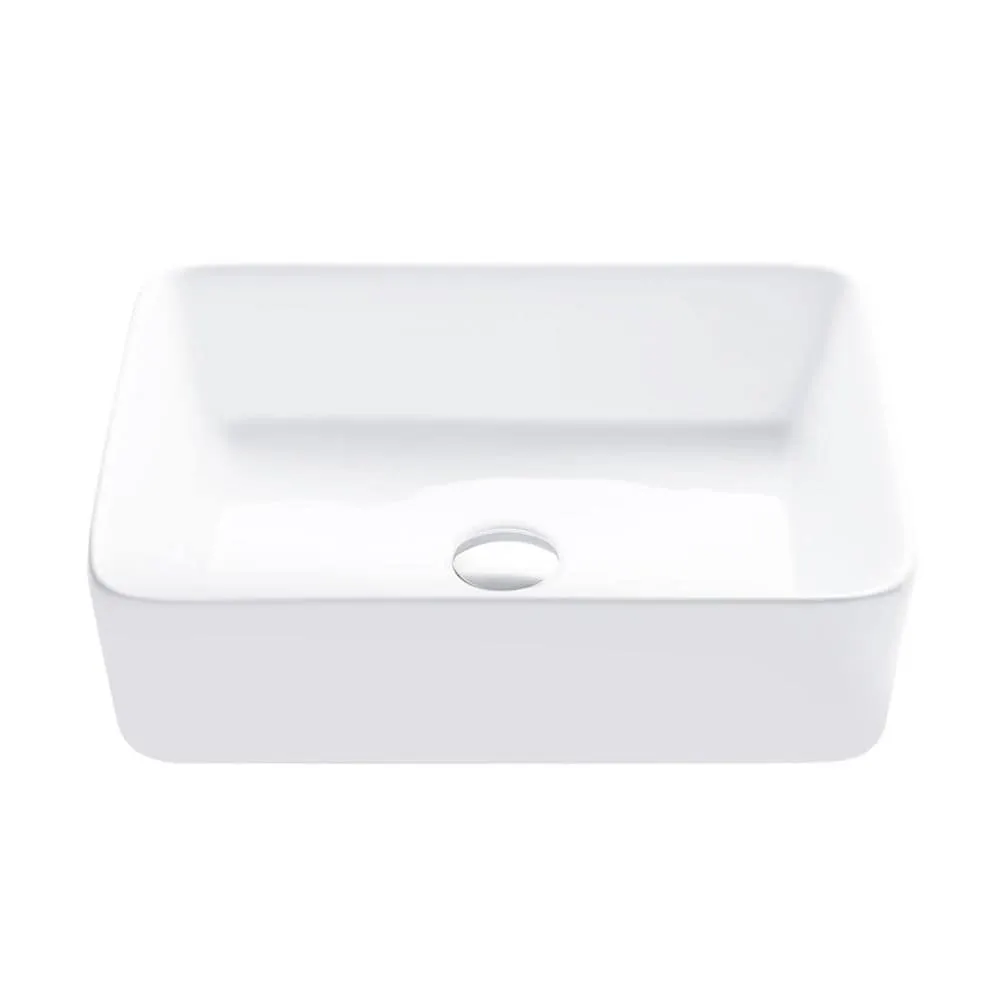 Stylish Porcelain Rectangular 18 3/4-inches TopMounted Vessel Bathroom Sink White