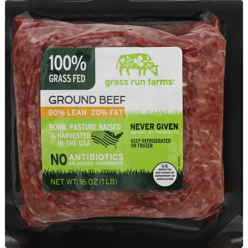 Grass Run Farms Beef, Ground, 80/20