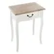 Table de chevet charme 1 tiroir blanche plateau bo...