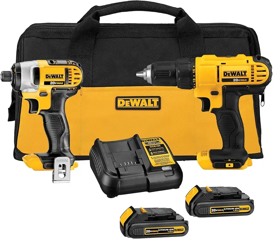 20V MAX Cordless Drill and Impact Driver, Power Tool Combo Kit , Includes 2 Batteries, Charger and Bag (DCK240C2)