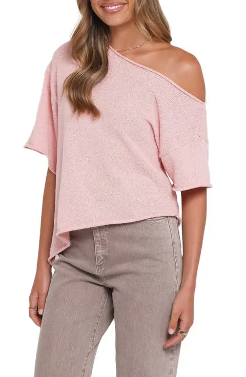 Petal & Pup Ardena One Shoulder Bouclé Knit Top