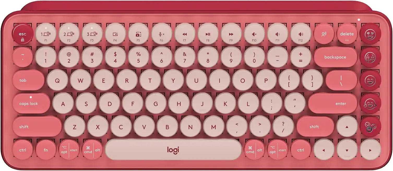 POP Keys Mechanical Wireless Keyboard with Customizable Emoji Keys, Durable Compact Design, Bluetooth or USB Connectivity, Multi-Device, OS Compatible - Heartbreaker Rose