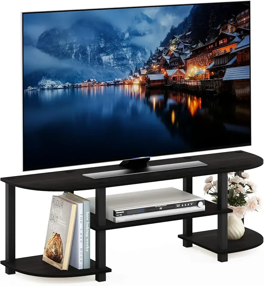 Furinno Turn-S-Tube Wide TV Entertainment Center, Espresso/Black