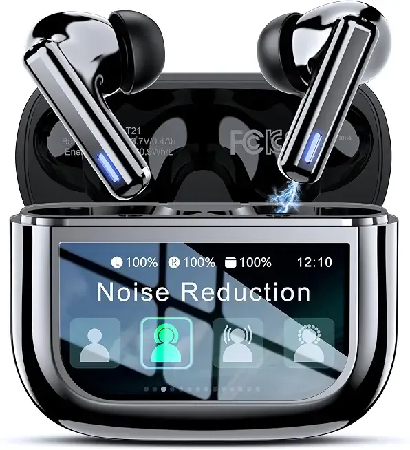 ZIUTY Wireless Earbuds, ANC ENC Noise Cancelling Ear Buds with Touch Screen | 40H Stereo Deep Bass, Bluetooth Headphones with Transparency Mode, IPX7 Waterproof, Clear Calls, 5 EQ for iOS Andoid,JetBlack