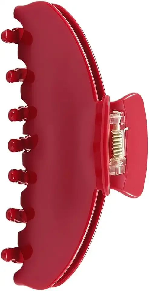 Durable Acetate Hair Clips - 4-Inch Cherry Red Claw Clips for Fine and Thick Hair (Red)