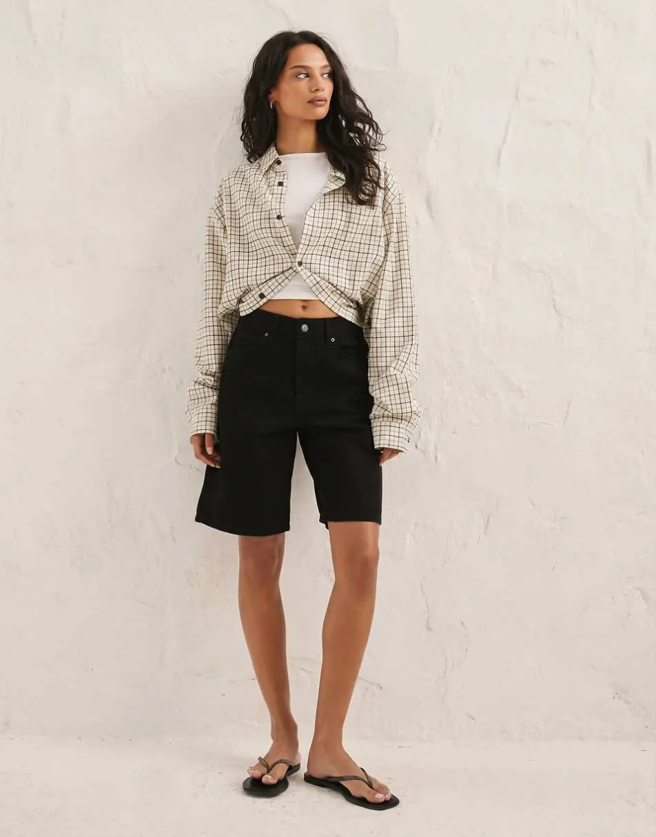 ASOS DESIGN denim bermuda short in black