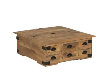 Salontafel Nueva 90x90cm - mango massief - naturel & zwart