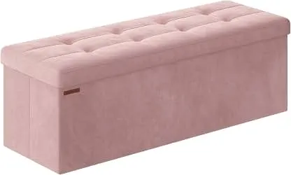 SONGMICS Storage Ottoman Bench, 43.3 Inches Velvet Fol…