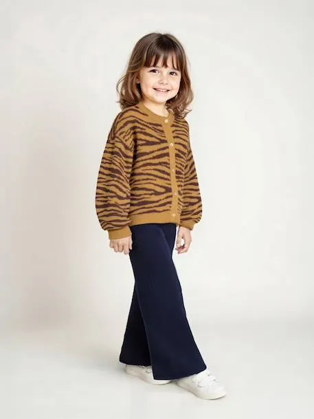Legging fille large doublé maille polaire - marine