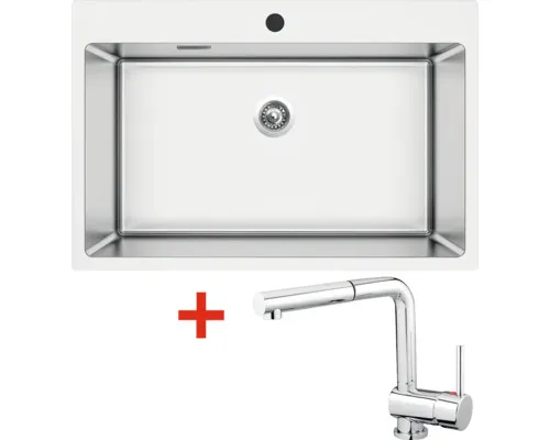 Nerezový dřez s baterií BLOCKER 760 505 x 760 mm + baterie MIX 3 P N108