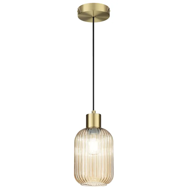 Lampadario Glamour Dipsy ottone paralume ambrato E27 ø15cm INSPIRE
