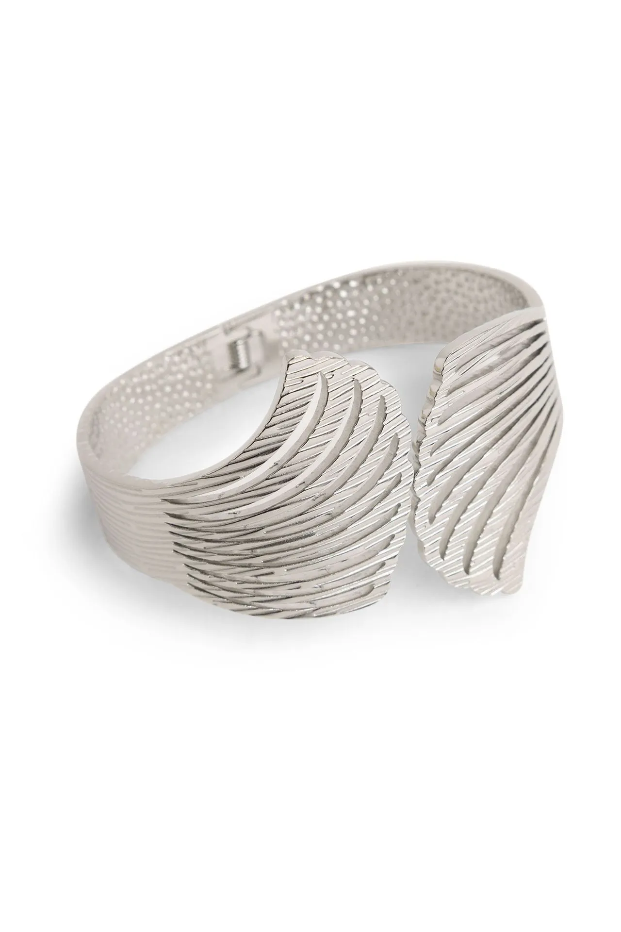 Zilverkleurige bangle armband met vleugels