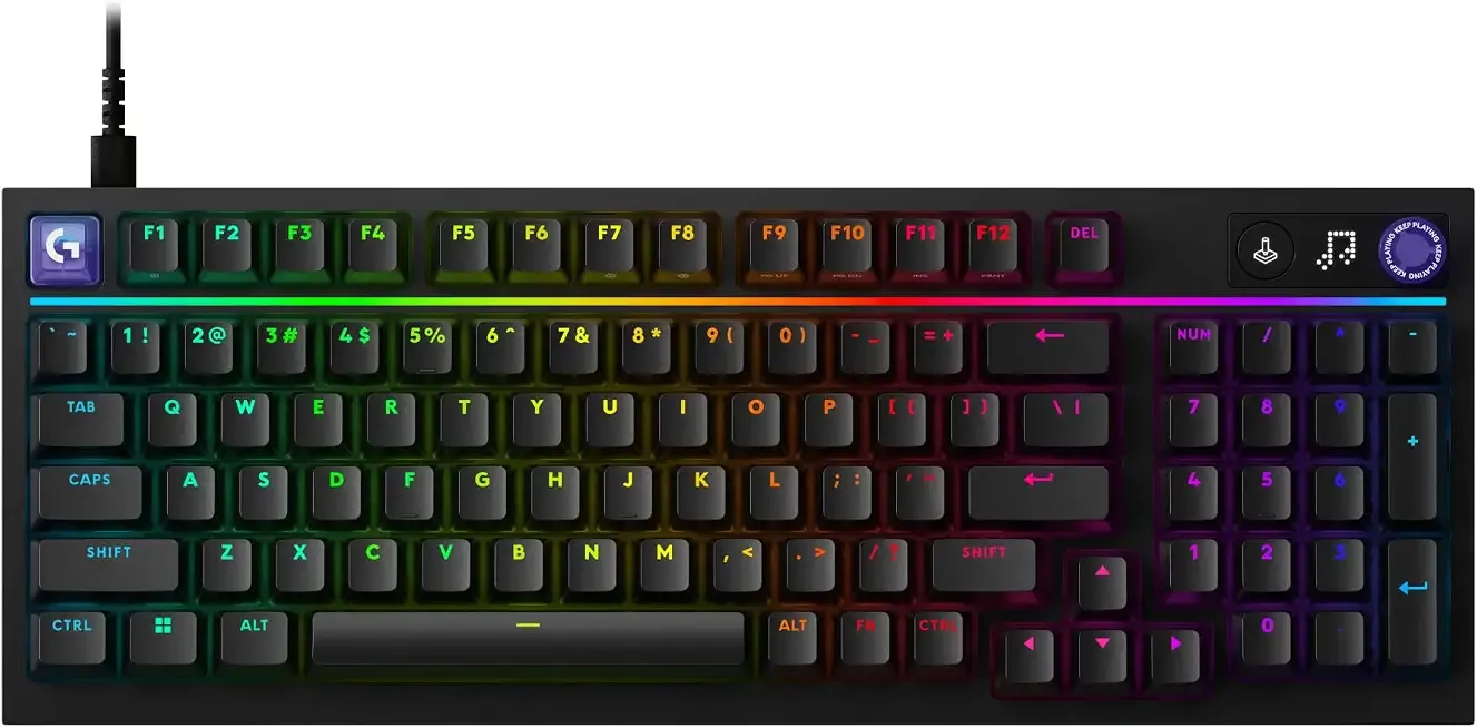 Logitech G316 X 98 Mechanical Gaming Keyboard (Linear) - Black | Hot-Swappable Linear Mechanical Switches, Gasket Design, PBT Keycaps, <8Khz, LIGHTSYNC RGB, Dot-Matxix LED Display, USB-C