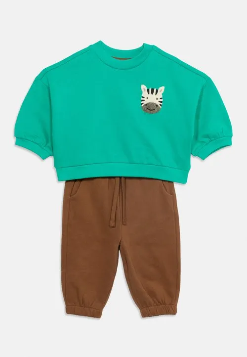 TODDLER UNISEX SET - SWEATSHIRT & JOGGERS - Treningsdress - green/brown