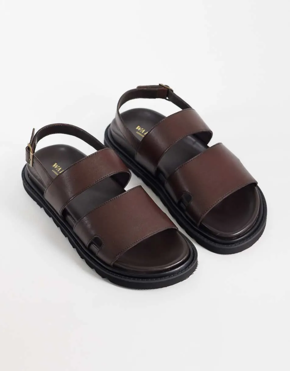 Walk London Ezra Backstrap sandal in brown leather