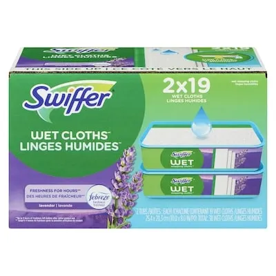 Sweeper Wet Mopping Cloth Refills for Floor Mopping and Cleaning, Multi-Surface Floor Cleaner with Freshness, Lavender Scent, 19 count