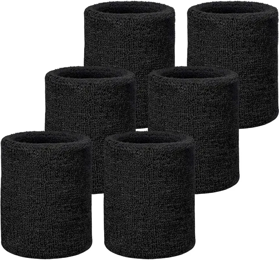 Willbond Wrist Sweatbands, Sports Sweatbands for Competition, Sweat Absorbent, for Basketball, Tennis, Football, Running and Work (Pack of 6)