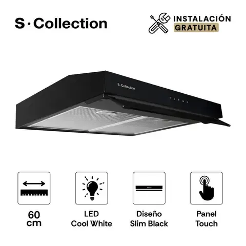 Campana Extractora S-Collection Slim Black 1M 60Cm