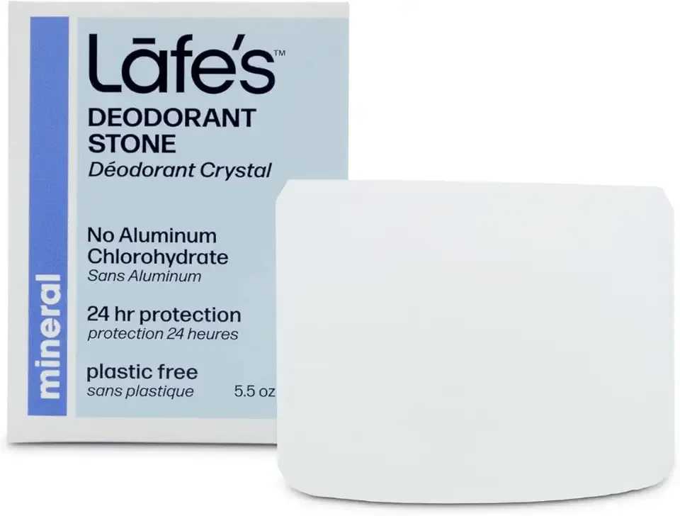 Lafe's Natural Deodorant | 5.5oz Unscented Crystal Rock Aluminum Free Natural Deodorant Stone | Plastic Free Packaging