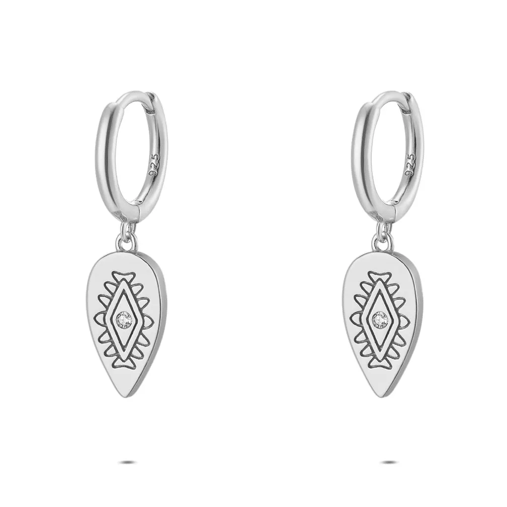 oorbellen in zilver, druppelvormig met zirkonia