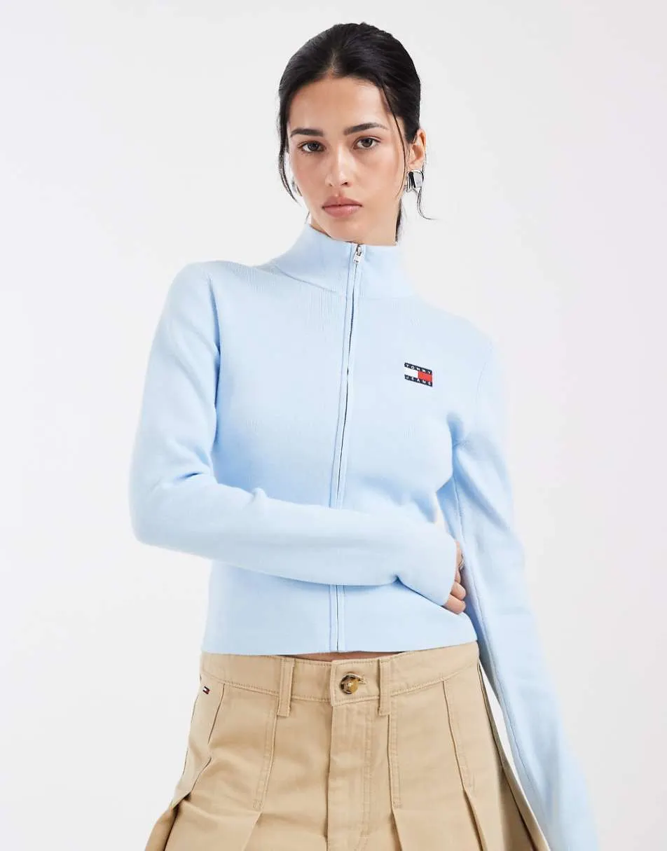 Tommy Jeans high neck cardigan in baby blue