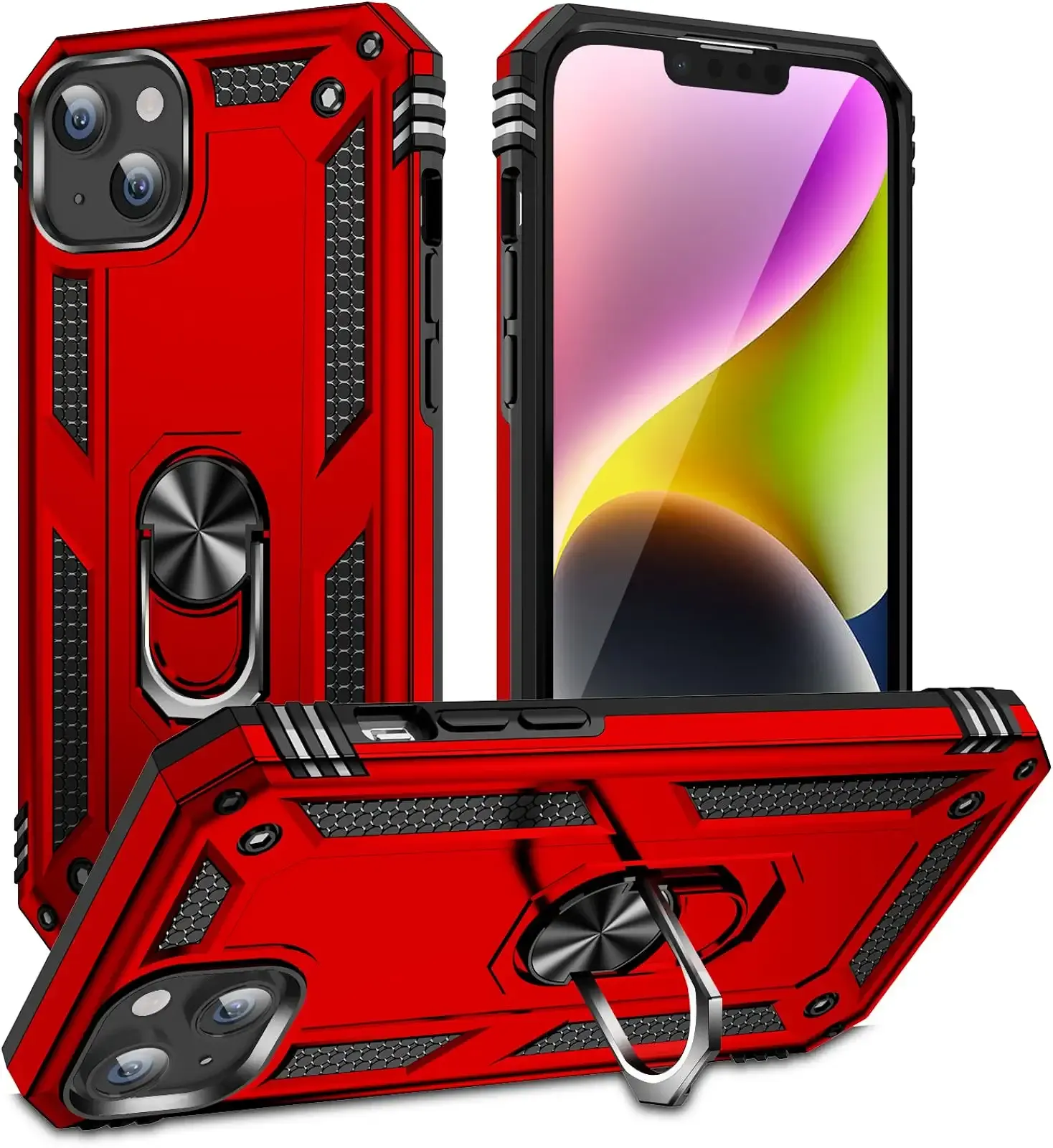 Korecase Phone Case for iPhone 15 Plus Cover 15Plus Protective Case with Kickstand, Military Grade Shockproof Cover for Apple iPhone 15 Plus 6.7-inch Red