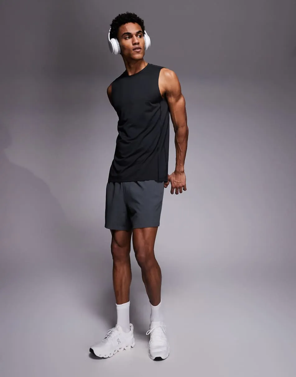 4505 Icon 5 inch quick dry training shorts with zip pockets in dark grey