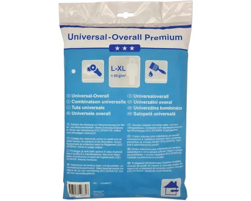 Jednorázový ochranný oblek, malířská kombinéza s kapucí bílá velikost L-XL 60 g