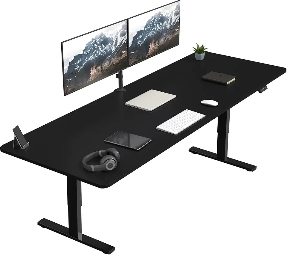 VIVO Large Electric 83 x 30 in Standing Desk, Memory Height Adjustment, 1B Series, Holds 220 lbs, Black Top Black Frame, DESK-KIT-1B8B