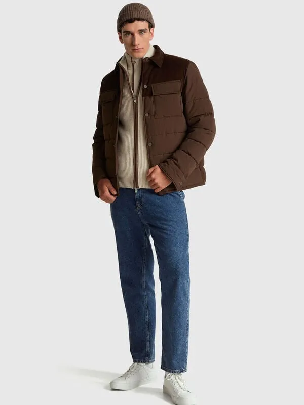 Corduroy and nylon jacket