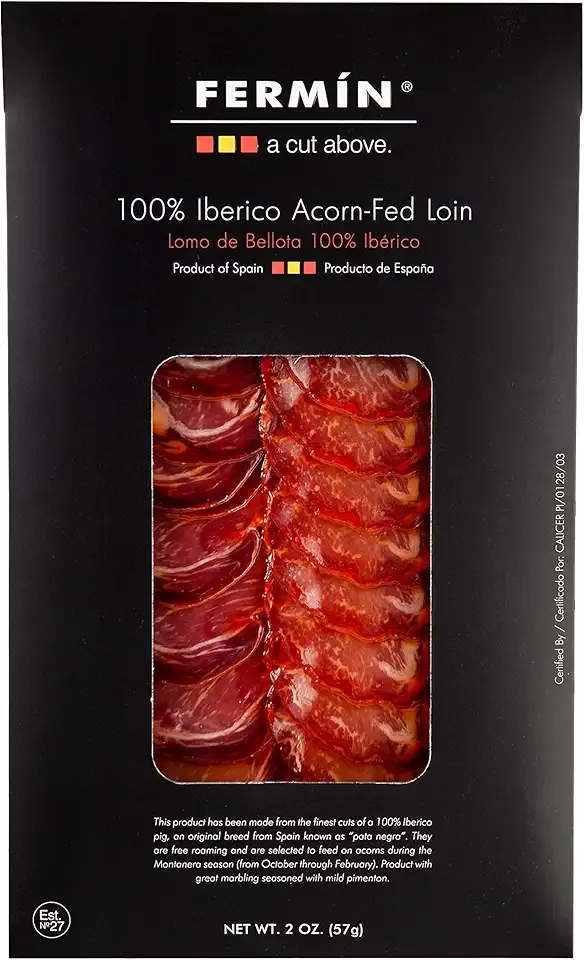 Fermin Sliced Iberico de Bellota Pork Loin – 2 oz | 100% Acorn-Fed | Authentic Spanish Lomo