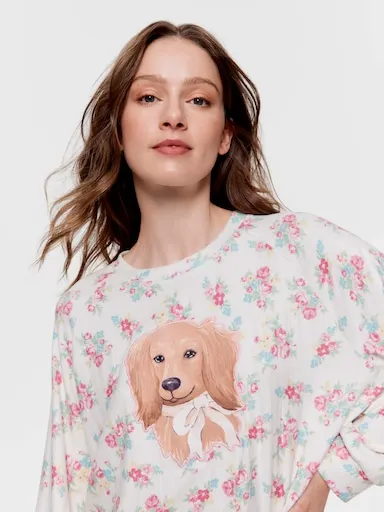 Ditsy Floral Dog Pointelle Sweater