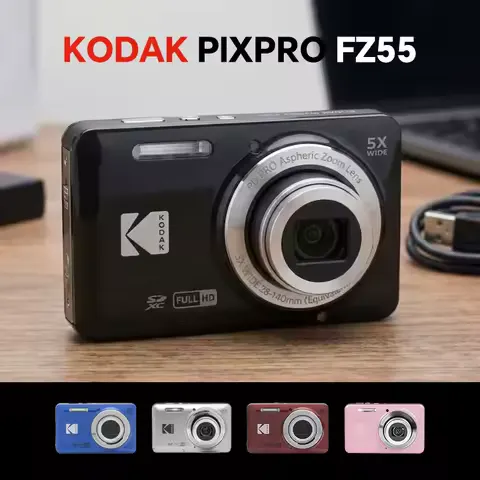 KODAK PIXPRO FZ55 16MP Digital Camera 5X Optical Zoom 28mm Wide Angle 1080P Full HD Video 2.7" LCD Vlogging Camera