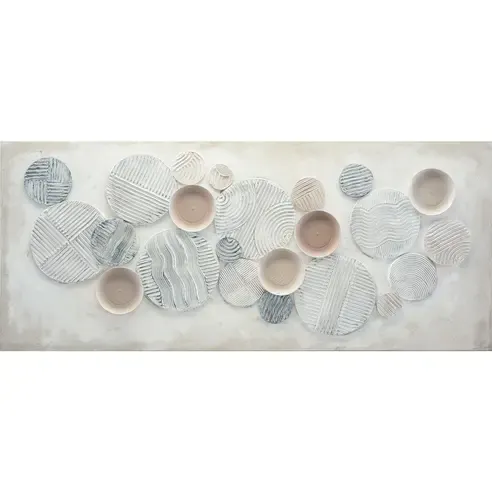 Ölgemälde - grau - Kreise abstrakt - 140x60 cm