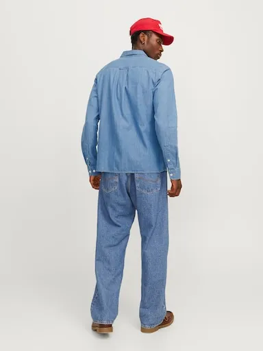 JACK AND JONES Travis Shirt In Light Blue Denim