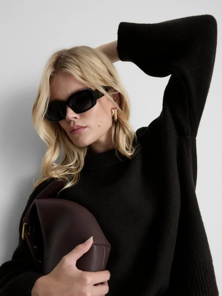 Pull oversize en mélange de laine à col ras-du-cou