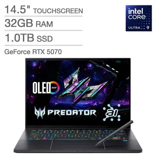 Acer Predator Triton 14 Copilot+ PC 14.5" Gaming Laptop - Intel Core Ultra 9 processor 288V - GeForce RTX 5070 – OLED 2880 x 1800 Touch 120Hz - 32GB RAM - 1TB SSD - Windows 11