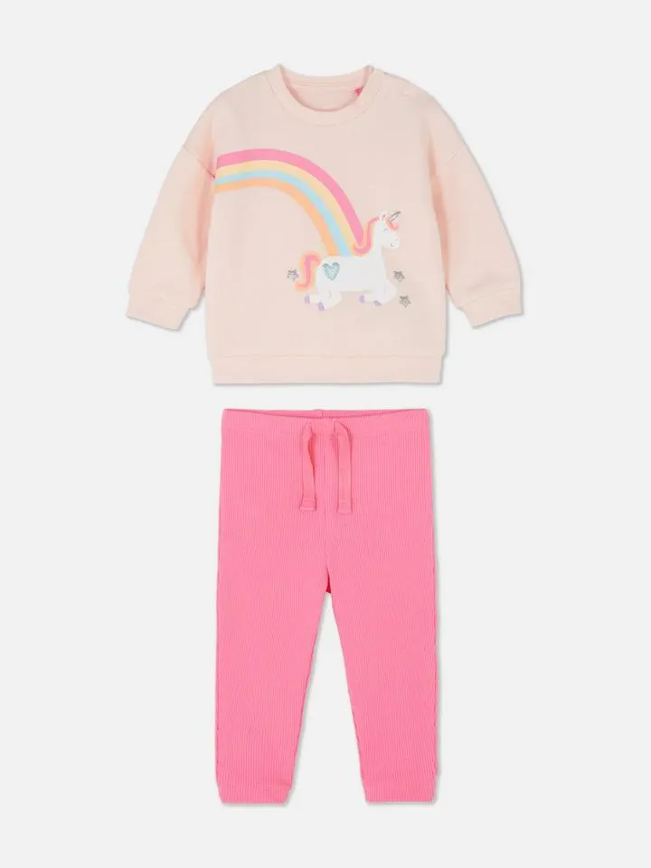 Ensemble coordonné sweat-shirt licorne et legging
