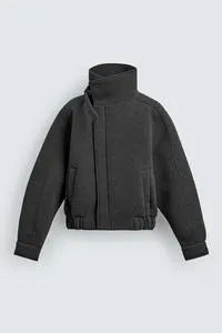 NEOPRENE-EFFECT HIGH-NECK JACKET