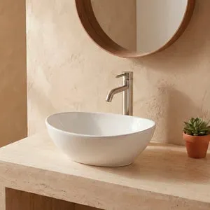 Lavabo sobre encimera de porcelana blanca TEXAS 410x335x145 mm.