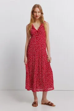 Vestido volantes escote lazo