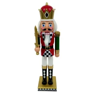Juego de ajedrez de soldado Cascanueces con movimiento y música, decoración navideña, 39 cm de alto (Estilo 1)