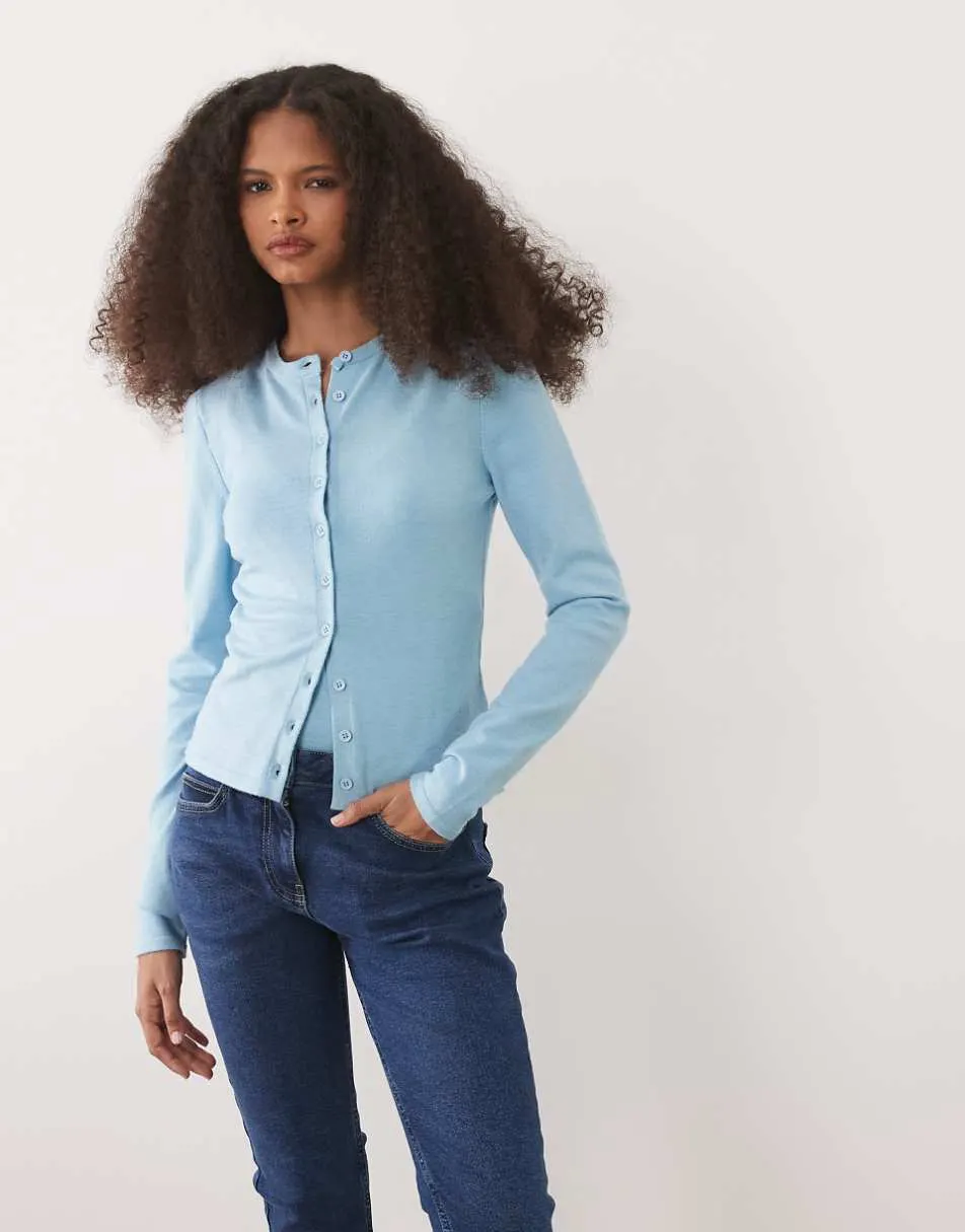 ASOS DESIGN fine knit cardigan co-ord in blue
