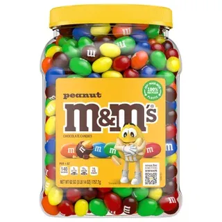 M&M's Chocolate Candy, Peanut, 62 oz Jar