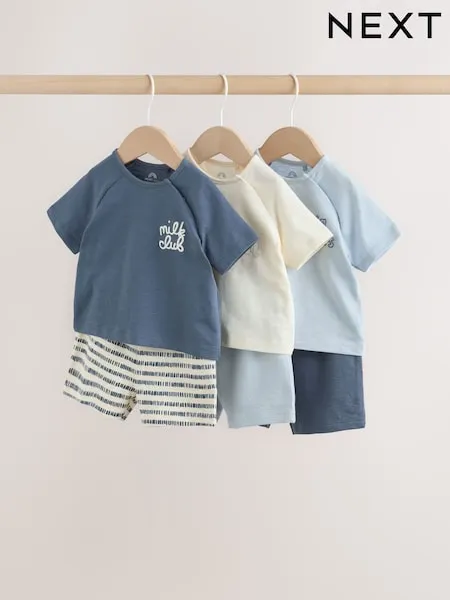 Blue/Ecru Milk Club Tops and Shorts Baby Set 6 Piece (0mths-3yrs)