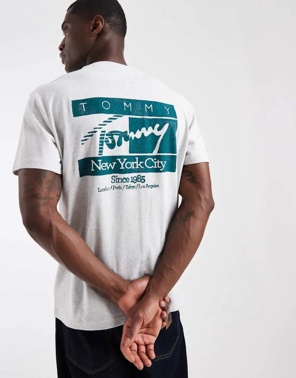 Tommy Jeans flag back print t-shirt in light grey