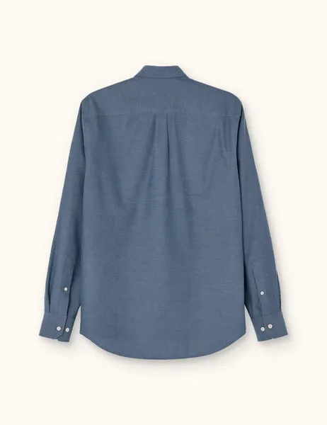 Regular Fit Cut Away Brushed Flannel Shirt Bijon Blue