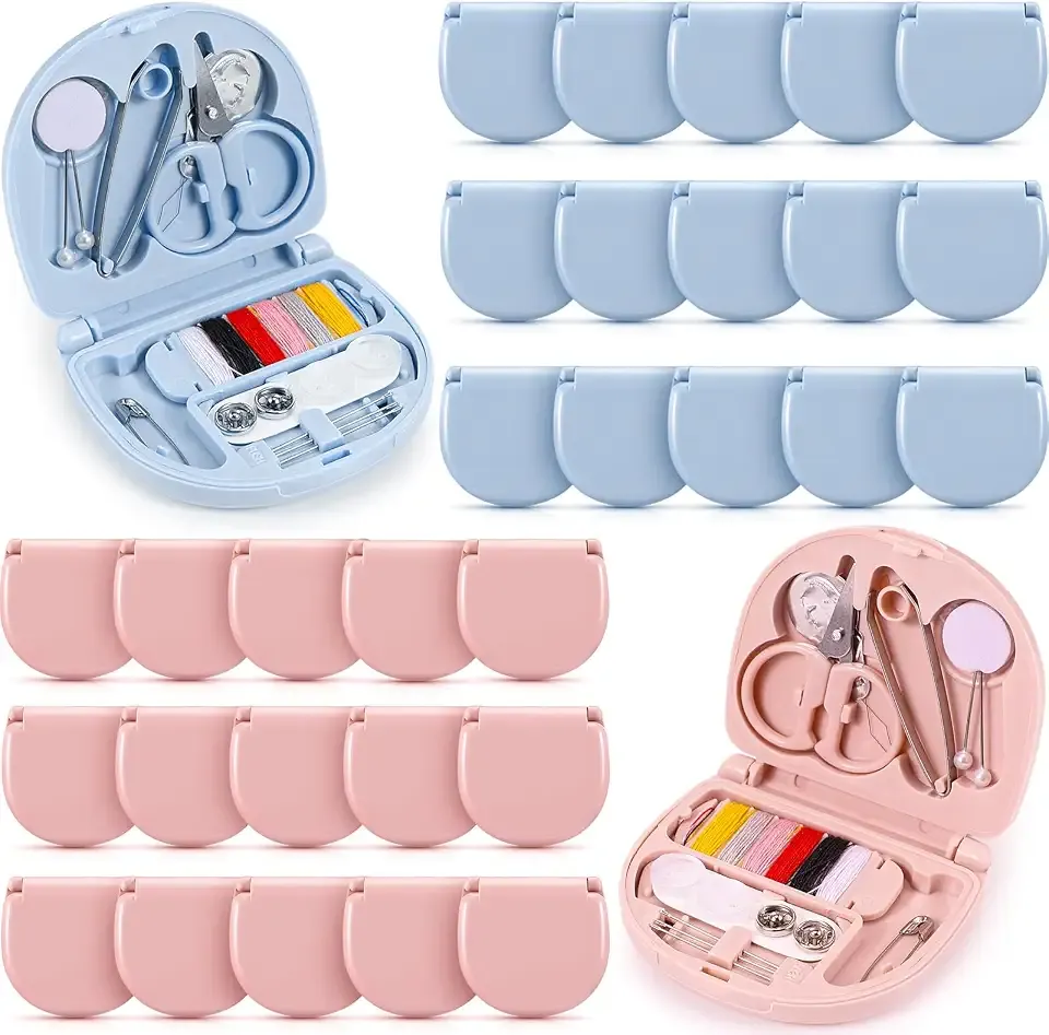 Yuxung 10 Pieces Mini Travel Sewing Kit Basic Portable Emergency Sewing Repair Kit in Bulk with Threads Scissors Needles for Beginner Traveler Hotel Charity Homeless