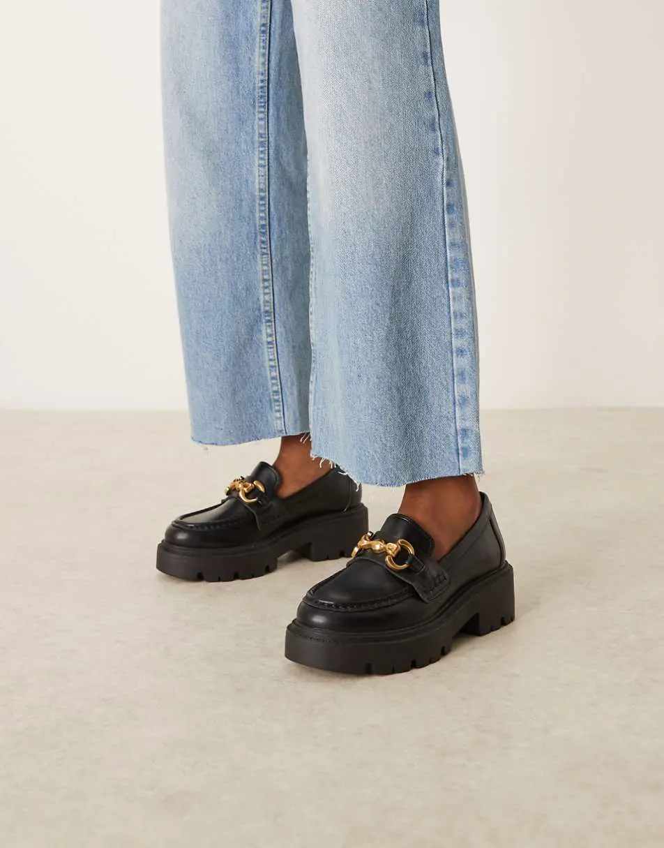 ASOS DESIGN Milan chunky chain detail loafers in black